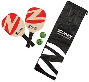 lot 44064 image: Zume Games Portable Instant Play Portable Pickleball Set Includes Paddles, Balls, and Net