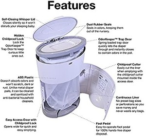 lot 44076 image: Dekor plus hands -free diaper pail, white