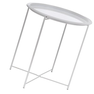 lot 44136 image: Finnhomy Small Round Side End Table, Sofa Table, Tray Side Table, Snack Table, Metal, Anti-Rusty, Outdoor and Indoor Use for Putting Small Things, Multi-use