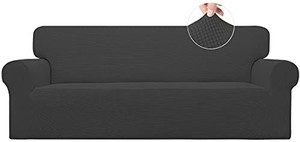 lot 44220 image: Easy-Going Stretch Sofa Slipcover 1-Piece Couch Sofa Cover Furniture Protector Soft with Elastic Bottom for Kids, Spandex Jacquard Fabric Small Checks(Sofa,Dark Gray)