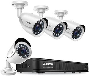 lot 44222 image: ZOSI H.265 Full 1080p Home Security Camera System Outdoor Indoor, 5MP-Lite CCTV DVR 8 Channel and 4 x 1080p (2MP) Day Night Vision Weatherproof Surveillance Bullet Camera, Motion Alert