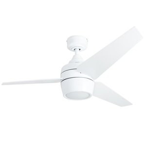 lot 44223 image: Honeywell Eamon 52 Modern Bright White Remote Control Ceiling Fan with Integrated LED Light, 3 Blade