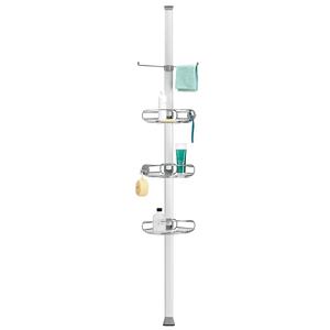 lot 44287 image: simplehuman tension shower caddy, stainless steel  anodized aluminum SET OF 2