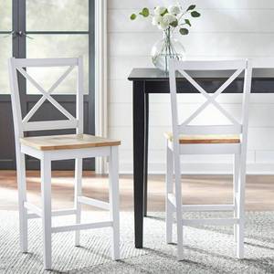 lot 44354 image: TMS Virginia Cross-Back 30 Bar Stool, Set of 2 WHITE