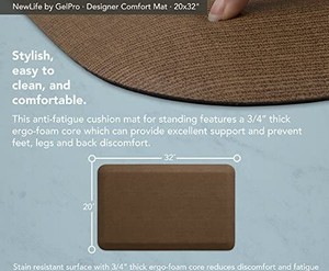lot 44403 image: NewLife by GelPro Anti-Fatigue Designer Comfort Kitchen Floor Mat, 20x32 Grasscloth Khaki Stain Resistant Surface with 34 Thick Ergo-foam Core for Health and Wellness