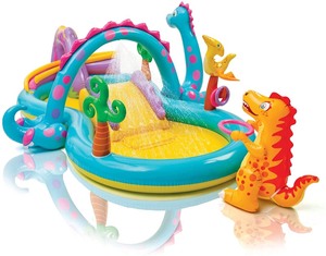 lot 2245 image: Inflatable Pool w Dinosaur Toys