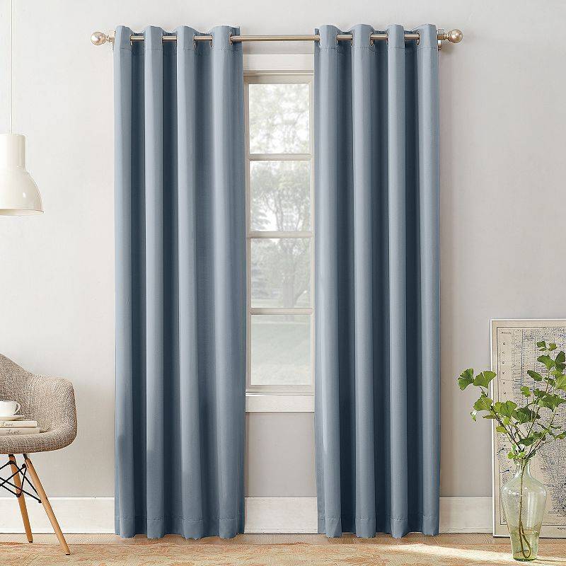 lot 51764 image: 54x54 Seymour Energy Efficient Room Darkening Grommet Curtain Panel Vintage Blue - Sun Zero - Set of Two