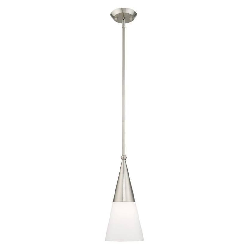 lot 51800 image: Livex Lighting 40686 Stockholm 1 Light 7 Wide Mini Pendant - Nickel