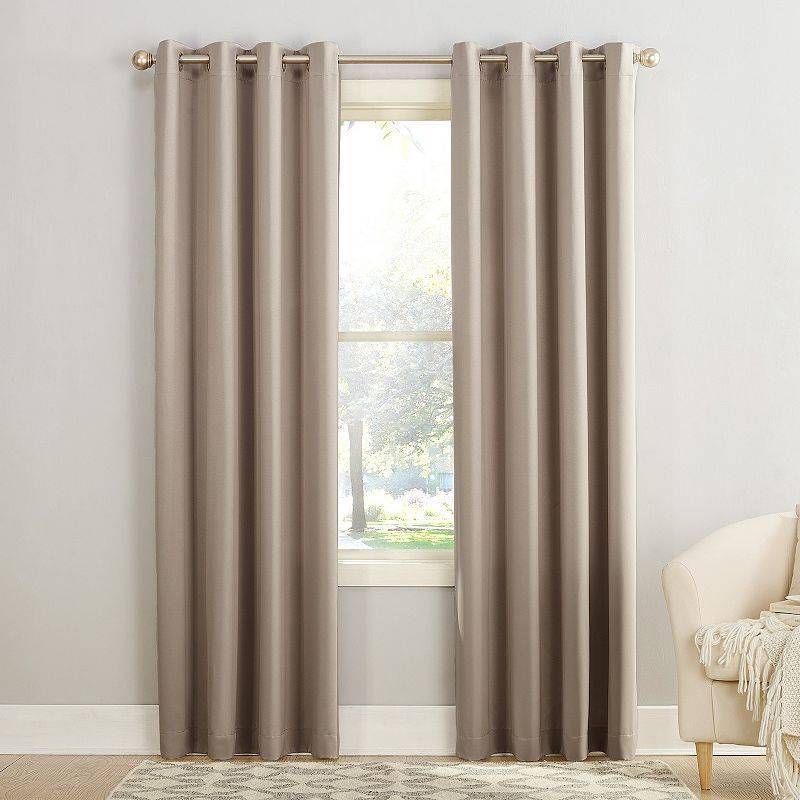 lot 51810 image: Pair of 54x54 Seymour Energy Efficient Room Darkening Grommet Curtain Panels Stone - Sun Zero