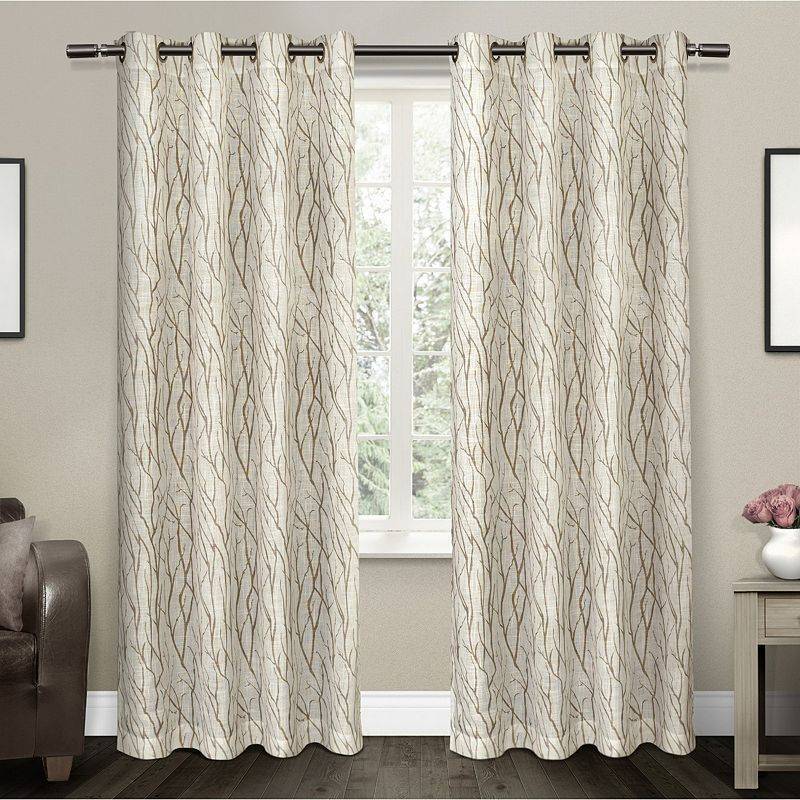 lot 51942 image: Set of 2 108x54 Oakdale Sheer Grommet Top Window Curtain Panel Taupe - Exclusive Home