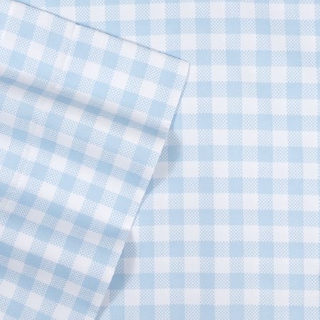 lot 51953 image: Supreme Kids Wrinkle Free Hypoallergenic Bed Sheets Blue Gingham