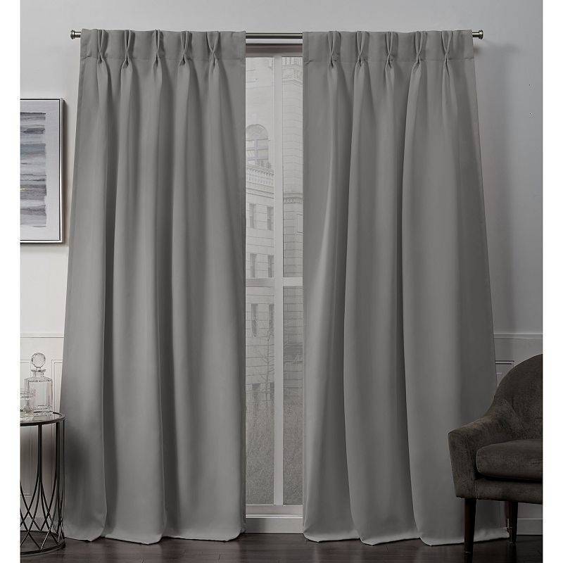 lot 51975 image: Exclusive Home Sateen Twill Woven Blackout Pinch Pleat Window Curtain Panel Pair, 30 x 84