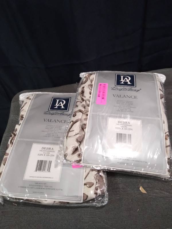 lot 12916 image: PAIR OF DRIFT AWAY VALANCE BEIGE FLORAL DESIGN