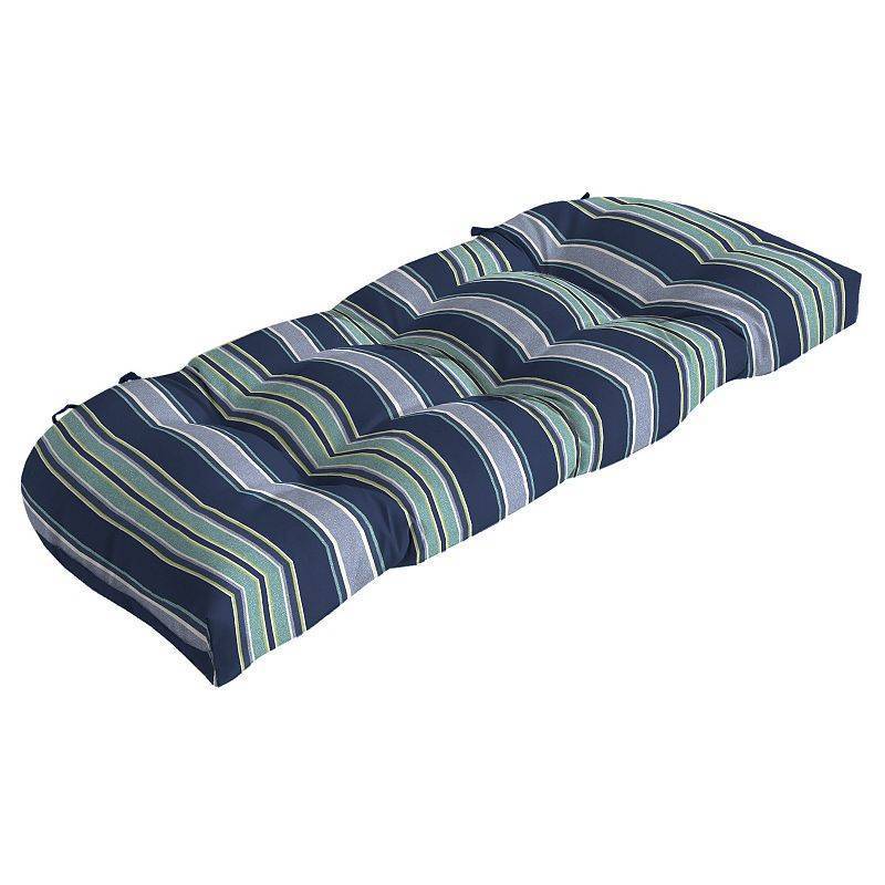 lot 22990 image: Arden Selections Sapphire Aurora Stripe Wicker Settee Cushion - 18 in L x 41.5 in W x 5 in H