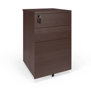 lot 9555 image: Mobile Wooden Pedestal Filing Cabinet Walnut - HON BASYX