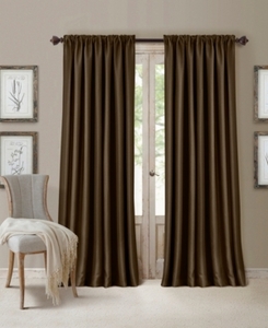 lot 9564 image: Lot of 2 Elrene All Seasons Faux Silk 52 x 84 Blackout Curtain Panel