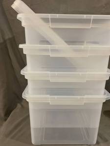 lot 9662 image: 4 Clear Storage Containers ONLY TWO LIDS