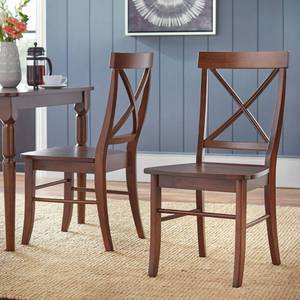 lot 9737 image: Set of 2 Albury Cross Back Dining Chairs Brown - Buylateral