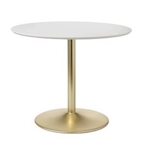 lot 9740 image: Contemporary Hillboro Round Metal Pedastal Base Dining Table Gold - Buylateral