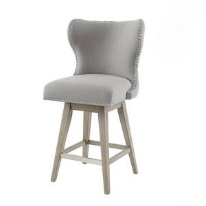 lot 9831 image: Silloth Wingback Button Tufted Swivel Counter Height Barstool Gray