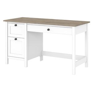 lot 9838 image: 54W Mayfield Computer Desk with Drawers Shiplap GrayPure White - Bush Furniture