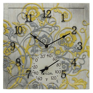 lot 9846 image: Taylor 14x14 Painted Beechwood Clock with Thermometer