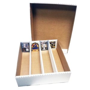 lot 9856 image: (3) Monster 4-Row Storage Box Holds 3,200 trading cards by MAX PRO 3200ct HALF LID - For Baseball, Football, Hockey, Soccer Cards