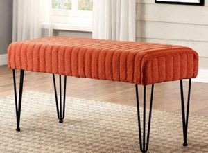 lot 9538 image: SERENTA SUPER MINK FAUX FUR OTTOMAN UMBER IN COLOR
