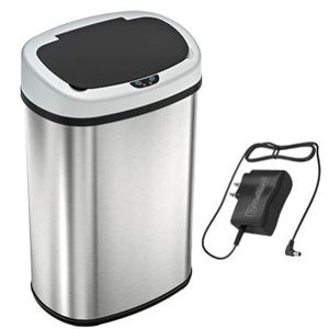 lot 9682 image: 13 Gallon Oval Stainless Steel Automatic Sensor Touchless Trash Can