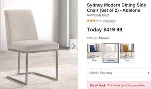 lot 9741 image: Pair of OMAX SYDNEY MODERN DINING-SIDE CHAIRs
