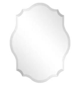 lot 9813 image: FRAMELESS BEVELED OBLONG WALL MIRROR