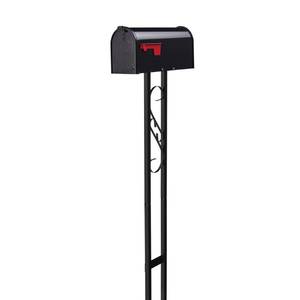 lot 60665 image: Gibraltar Mailboxes Mailbox To Go, All-in-One, Medium, Decorative Scroll, Steel, Mailbox and Post Combo, Black, T11KIT0B