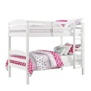 lot 60677 image: Better Homes & Gardens Leighton Wood Twin-Over-Twin Bunk Bed, White