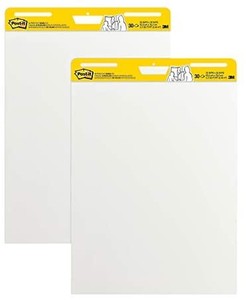lot 7717 image: Post-it Super Sticky Easel Pad, 25 in x 30 in, White, 30 SheetsPad, 2 PadPack, Great for Virtual Teachers and Students (559)