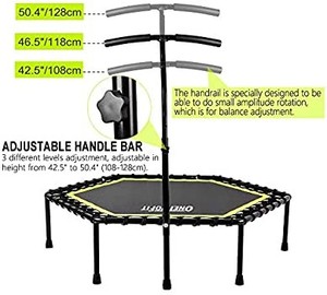 lot 7729 image: Silent Mini Trampoline with Adjustable Handle Bar Fitness Trampoline Bungee Rebounder Jumping Cardio Trainer Workout for Adults or Kids
