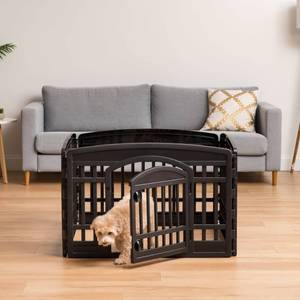 lot 7736 image: IRIS 24 4 Panel Exercise Pet Playpen with Door, Black