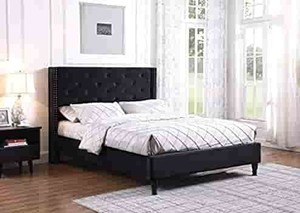 lot 7739 image: furBed00007_Suede_Full_Black Platform Bed