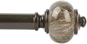 lot 7741 image: KAMANINA 1 Inch Curtain Rod Single Drapery Rod 36 to 72 Inches (3-6 Feet), Marbled Finials, Bronze