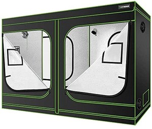 lot 2944 image: VIVOSUN 96x48x80 Mylar Hydroponic Grow Tent with Observation Window and Floor Tray for Indoor Plant Growing 4x8