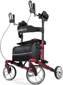 lot 2954 image: OasisSpace Rollator Walker for Seniors and Adults (Red) (OS-28KLD-UW-9223-R)