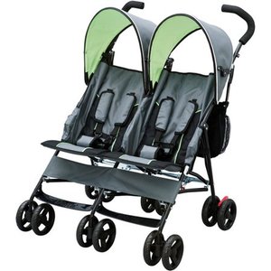 lot 2973 image: Delta Children LX Side by Side Double Stroller, Lime Green