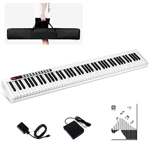 lot 2974 image: Vangoa VGD881 88 Key Digital Piano Keyboard Portable Electric Keyboard Piano with Full Size Touch Sensitive Keys, Sustain Pedal, Power Supply and Storage Bag, White