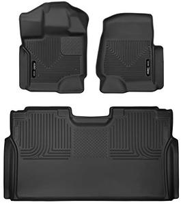 lot 3535 image: Husky Liners - 94041 - Fits 2015-21 Ford F-150 SuperCrew Weatherbeater Front & 2nd Seat Floor Liners, Black. MISSING FRONT LINERS.