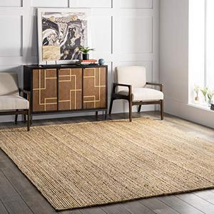 lot 3547 image: nuLOOM Rigo Hand Woven Farmhouse Jute Area Rug, 4 Square, Natural