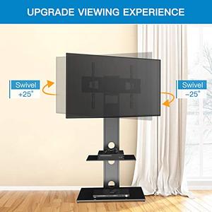 lot 3553 image: PERLESMITH Swivel Floor TV Stand  Base with Shelves for Most 32-65 inch LCD LED TVs - Universal TV Mount Stand Perfect for Corner & Bedroom, Height Adjustable & Cable Management, VESA 600x400mm