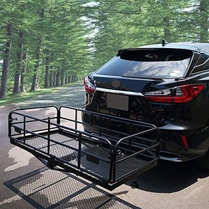 lot 3556 image: OKLEAD 400 Lbs Heavy Duty Hitch Mount Cargo Carrier 60 x 24 x 14.4 Folding Cargo Rack Rear Luggage Basket Fits 2 Receiver for Car SUV Camping Traveling