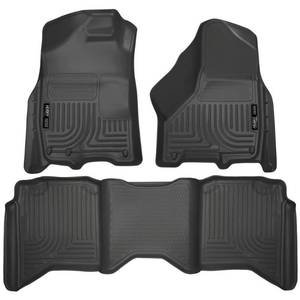 lot 3566 image: Husky Liners 99001 Black Weatherbeater Front & 2nd Seat Floor Liners Fits 2009-2018 Dodge Ram 1500 Crew Cab, 2019 Dodge Ram 1500 Classic Crew Cab, 2010-2018 Dodge Ram 25003500 Crew Cab