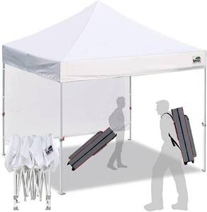 lot 5187 image: Eurmax Smart 10x10 Pop up Canopy Tent Canopy with 1 Side Wall Outdoor Festival Tailgate Event Vendor Craft Show Canopy Backpack Roller Bag