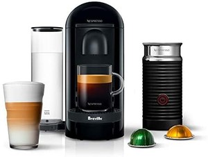 lot 5197 image: Nespresso BNV450IBL VertuoPlus Espresso Machine with Aeroccino by Breville, Ink Black
