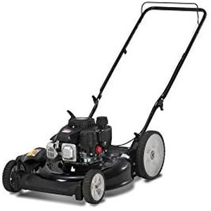 lot 5214 image: Yard Machines 132cc OHV 21-Inch 2-in-1 Gas Powered Walk Behind Push Lawn Mower with High Rear Wheels - Side Discharge and Mulching Capabilities, Black (11A-B0MA700)